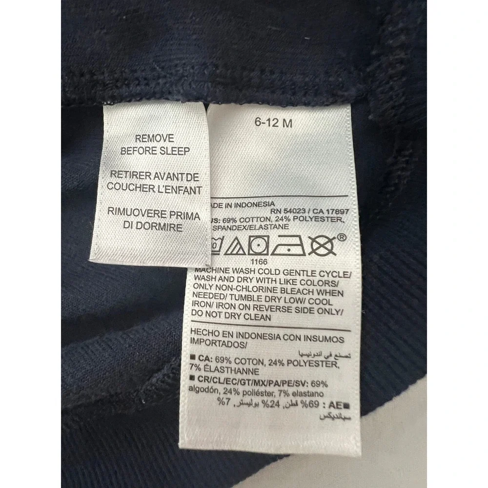 Old Navy Infant Boys Navy Blue Ribbed Corduroy Bear Ear Hoodie 6-12M (0974)